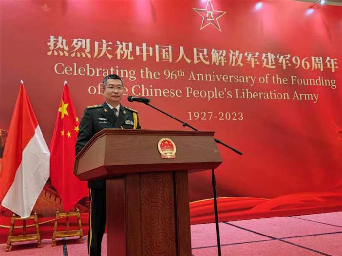 圖為徐勝武官致辭。中國駐印度尼西亞使館供圖