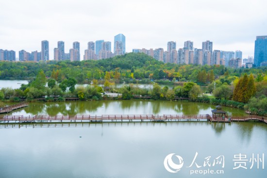秋日時節(jié)，觀山湖公園景色美不勝收。人民網(wǎng) 陽茜攝