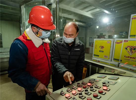 電力工作人員對用電企業(yè)進行指導(dǎo)。受訪單位供圖