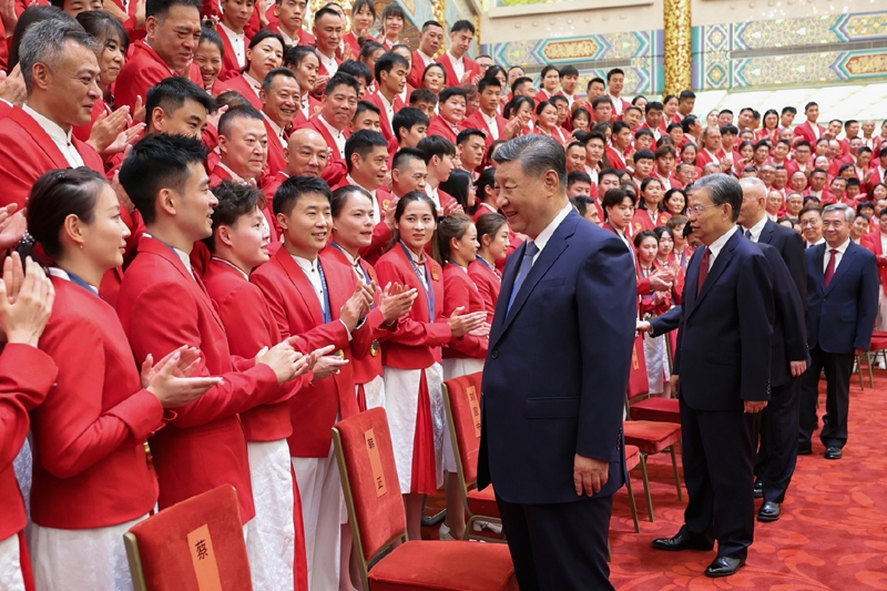 2024年8月20日，習(xí)近平總書記在人民大會堂接見第33屆夏季奧林匹克運動會中國體育代表團全體成員。