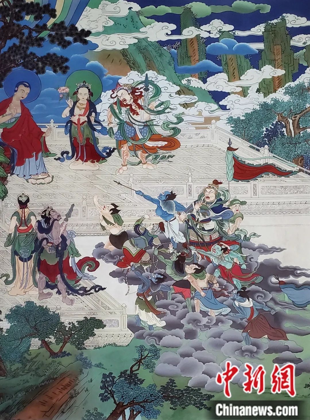 臨摹、補(bǔ)繪的青海瞿曇寺壁畫。受訪者 供圖