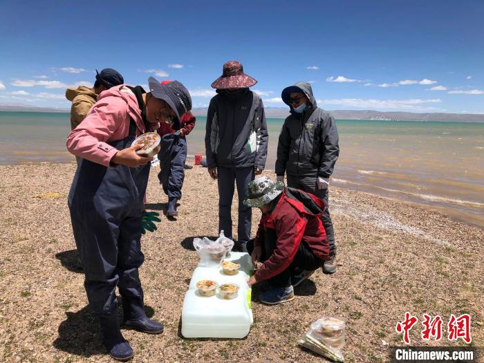 科考隊(duì)員在高原湖泊岸邊進(jìn)餐?！?lt;a target='_blank' ><p  align=