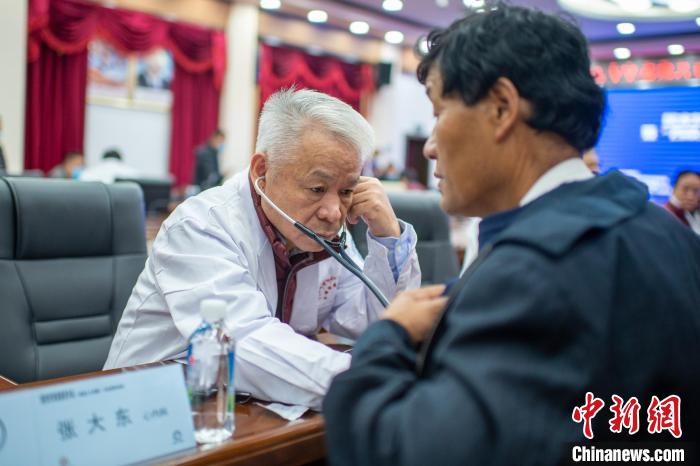 圖為專家團隊在日喀則市開展義診活動?！〉┰雠?攝